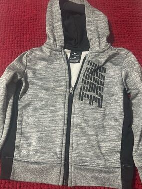 Nike Gray & Black Kids Hooded Dri-FIT Zip Sweatshirt